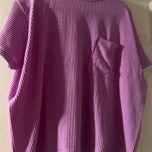 Zenana Purple Textured Short Sleeve Top S/M